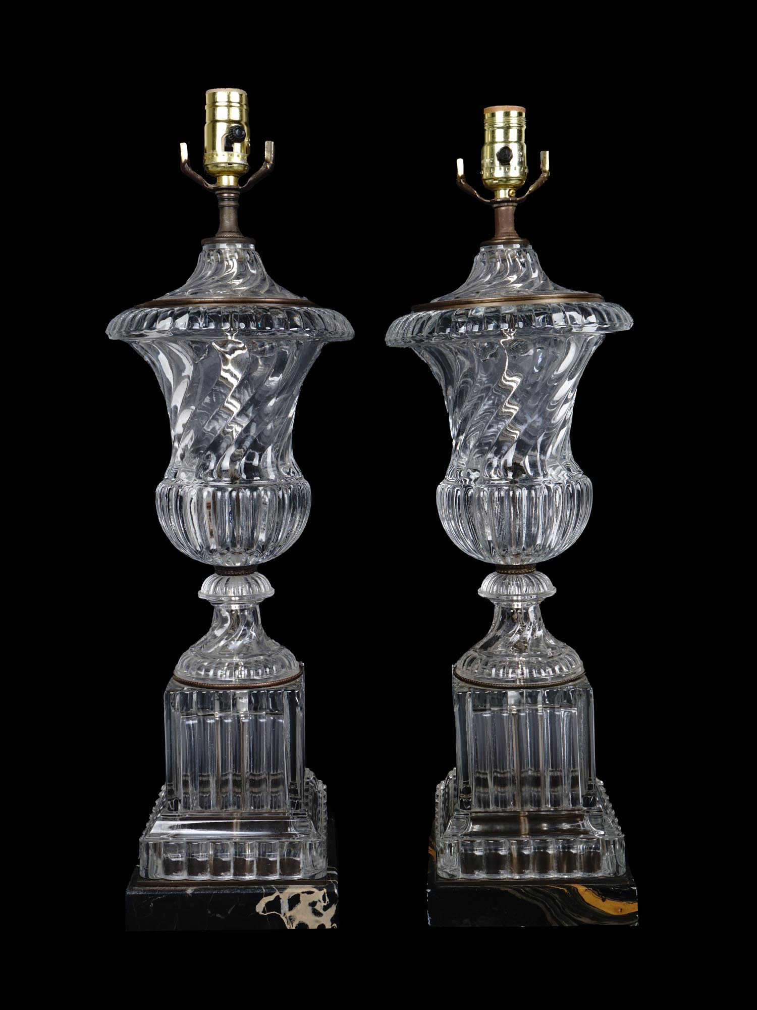 TWO ANTIQUE FRENCH CRYSTAL BACCARAT STYLE LAMPS PIC-0